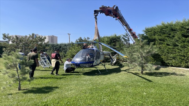 Otele düşen helikopter kaldırıldı