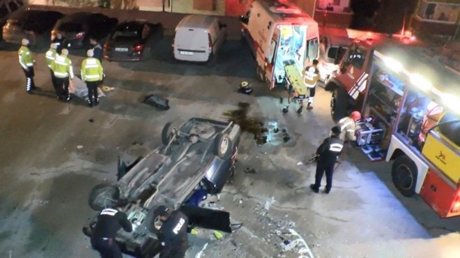 Otomobil sitenin bahçesine uçtu: 1 ölü, 2 yaralı