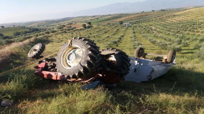 Salihli de traktör devrildi: 1 ölü, 1 yaralı