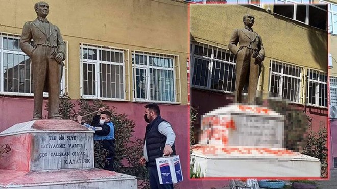 Tekirdağ da Atatürk heykeline çirkin saldırı