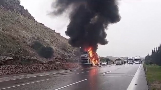 TIR da yangın çıktı: Araçlar alev alev yandı!