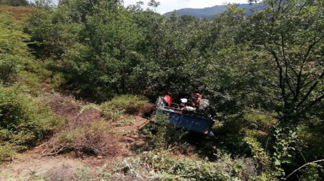 Turgutlu’da traktör uçuruma yuvarlandı: 5 yaralı