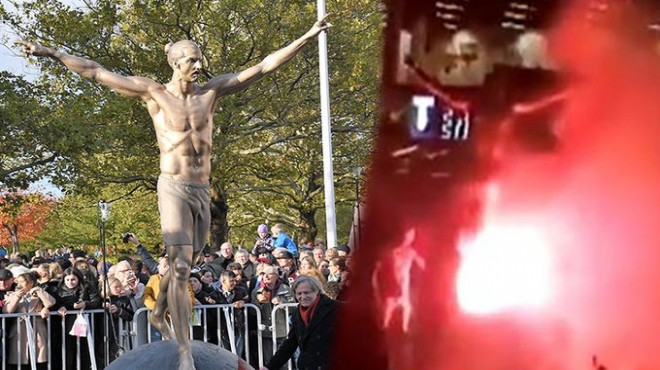 Zlatan Ibrahimovic in heykelini yaktılar!